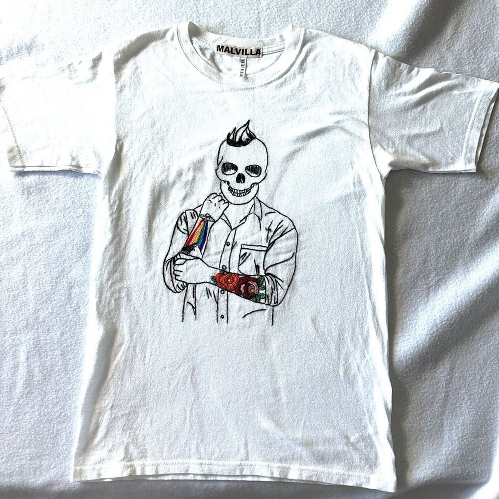 Malvilla Men's CH / Small PLAYERA CALAVERA PRIDE‎ BLANCA White
